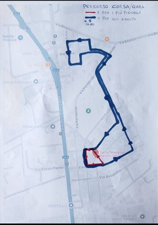 Mappa del percorso Corsa/Gara Festa Santa Teresa