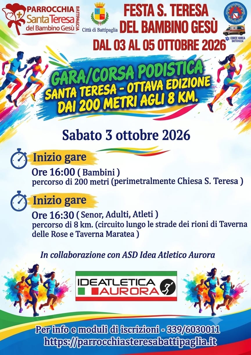 Locandina ufficiale Gara/Corsa Podistica Festa Santa Teresa 2026